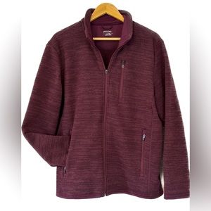 UNTUCKit Men’s Full-zip fleece sweater, XL, Kezoh style. Burgundy colored